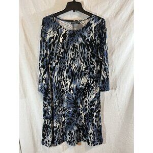 Effortless Style By Citiknits Women's XL Blue & Black Animal Print Dress